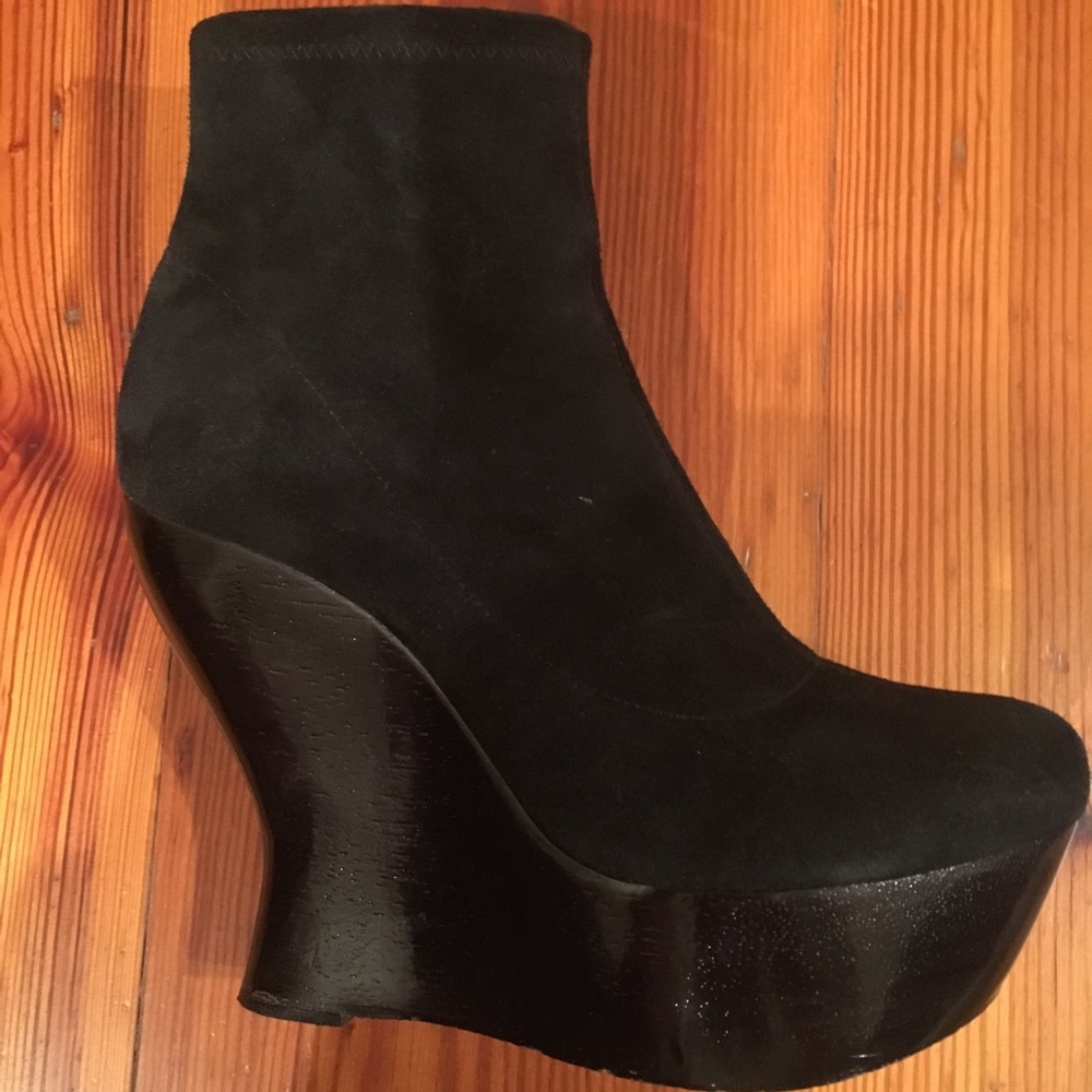 Black Suede Side Zip Ankle Bootie